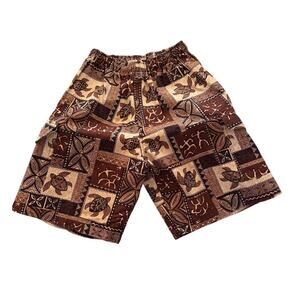 Island Wear 90s Hawaiian Turtle Tribal Tropical Print Short size medium